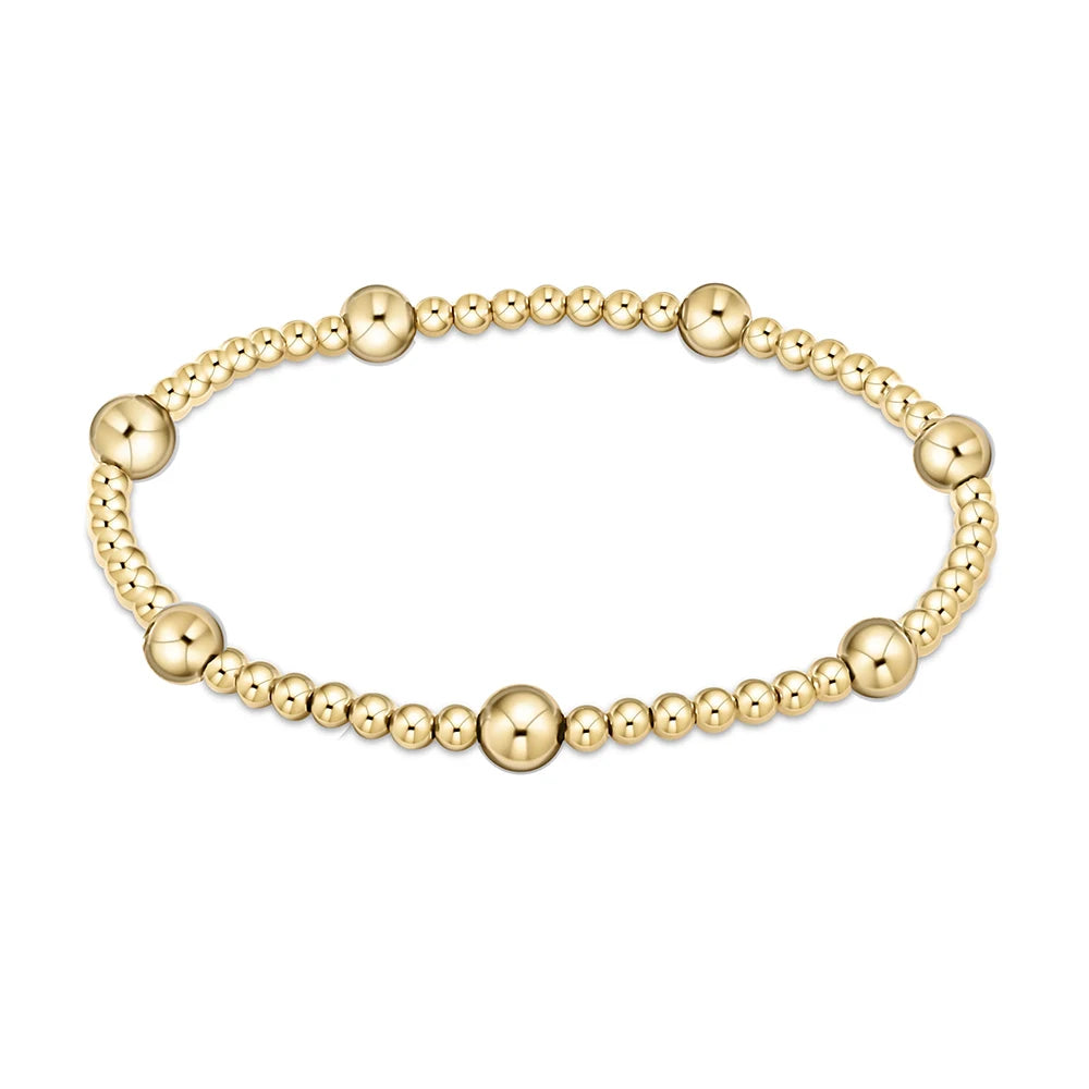 Vlen Women's Bracelets Jewelry 3mm & 5mm Beads Chain Waterproof 18 K Gold Plated Accent Bracelet for Women Minimalist Pulseras