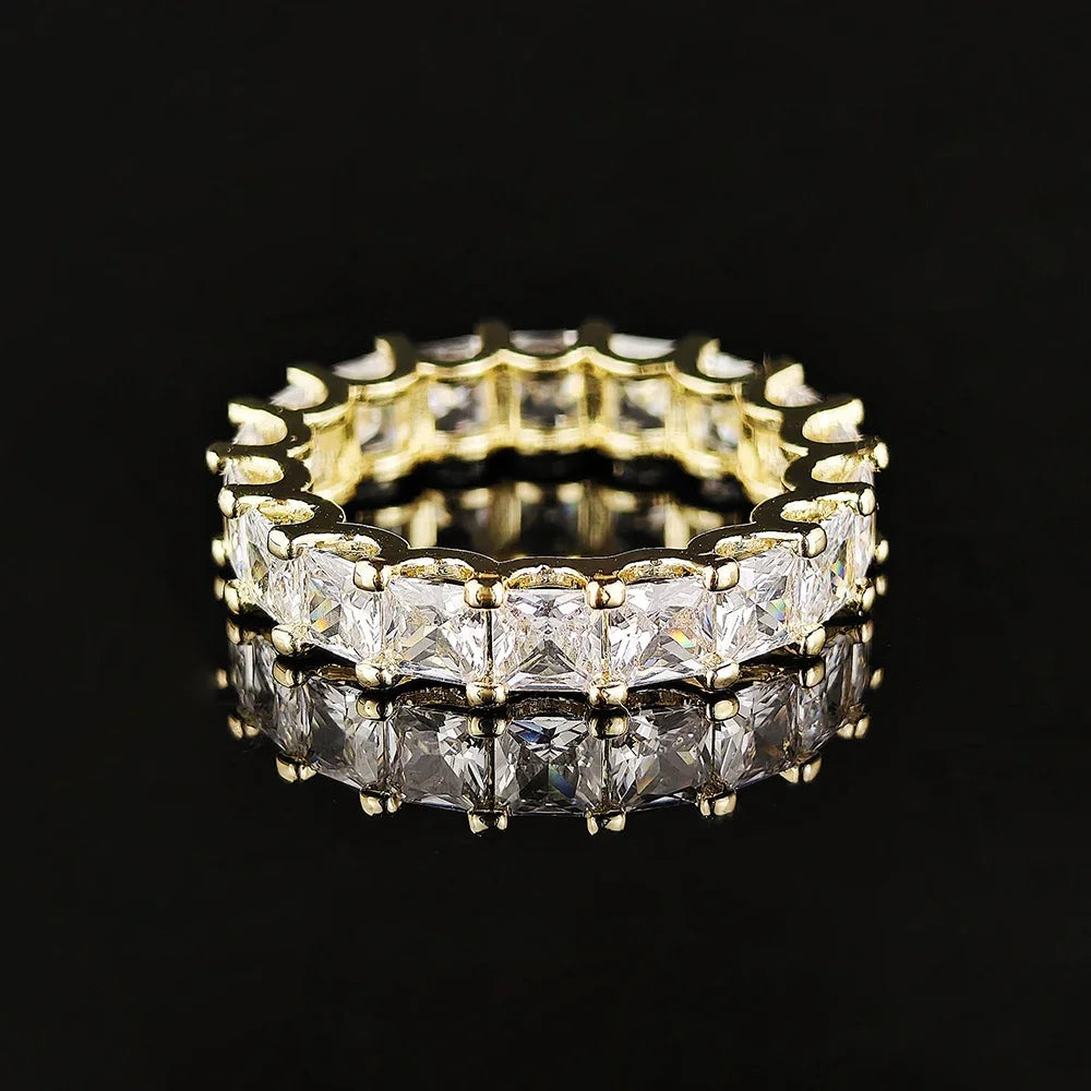 Luxury Designer Trendy Gold Color Eternity Band Gold Plated Ring for Women Free Items Gift Jewelry Wholesale Moonso Z84