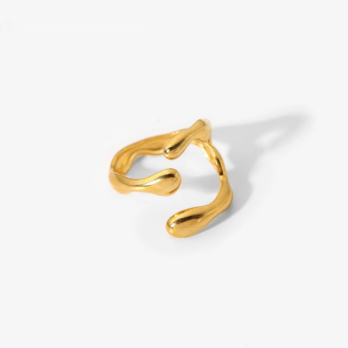 Fashion Irregular Stainless Steel Waterproof Open Ring Personality Charms PVD Real Gold 18K Plated Trendy Jewelry Gifts for Wome