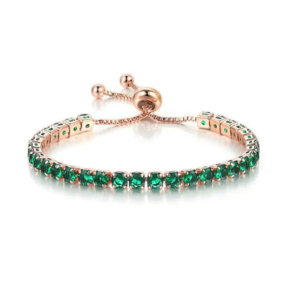 Adjustable Colorful Birthstone Tennis Bracelets for Women 4MM Crystal Bangle Girls Hand Chain Trend Jewelry Accessories H133