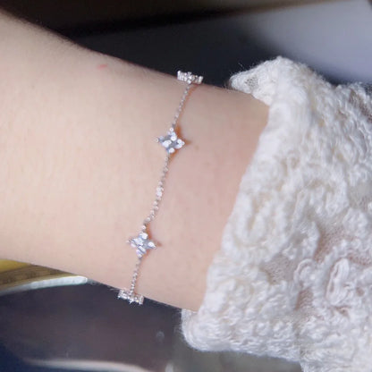 CCFJOYAS 100% 925 Sterling Silver Mini Flower Zircon Bracelet for Girl Minimalist 18k Gold Plated Lucky Bracelet Fine Jewelry
