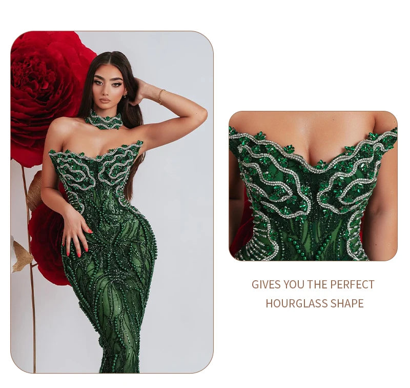VC Enchanting Sleeveless Beaded Strapless Dress for Special Occasions Party Evening Gown