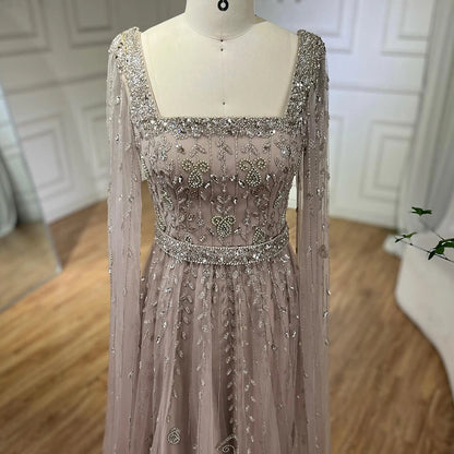 Serene Hill 2025 Customized Pink Elegant Mermaid Luxury Pearls Beaded Arabic Evening Dress Gown for Formal Occasion LA71803A