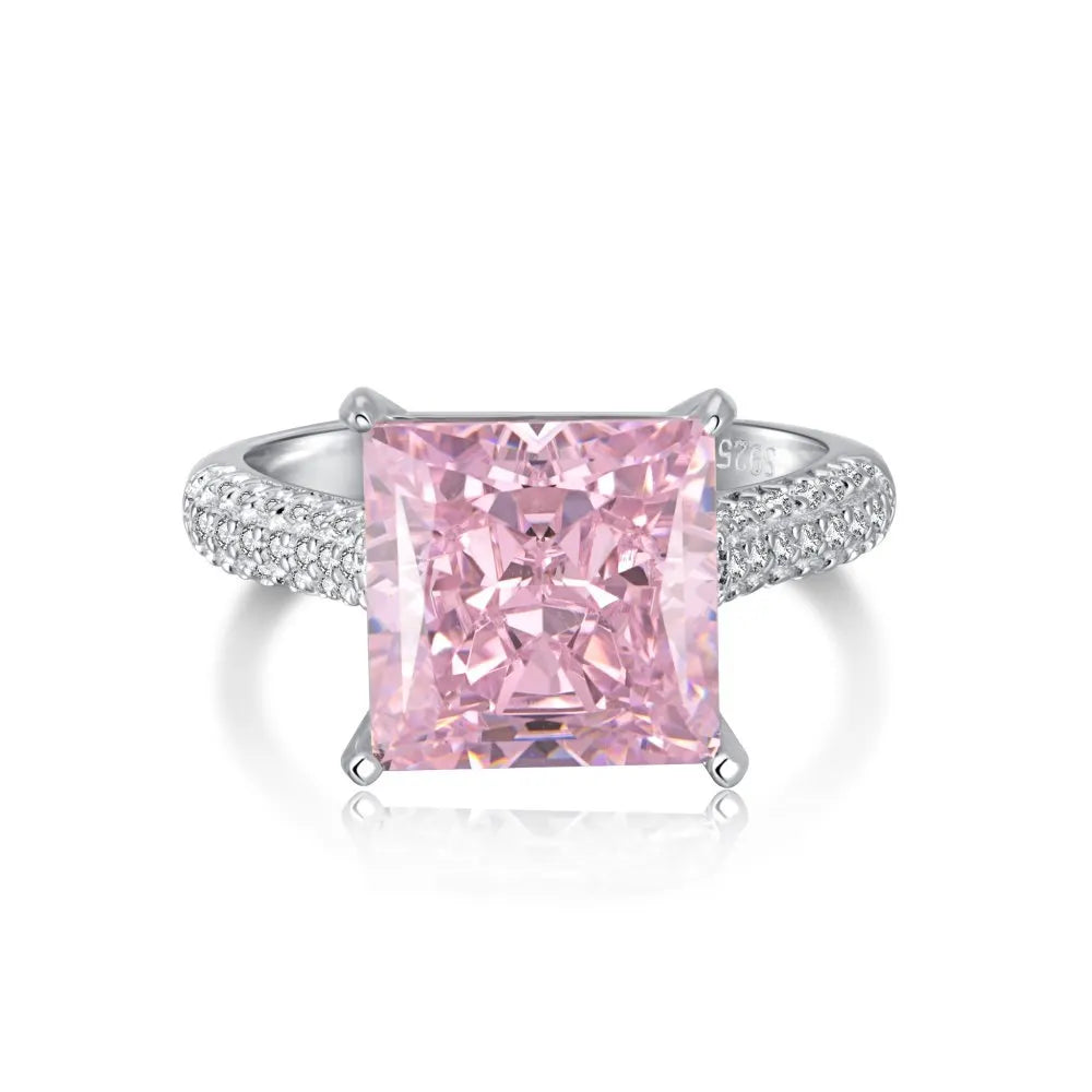 EUREKA 925 Sterling Silver Crushed Ice Cut Lab Pink Sapphire Gemstone Ring For Women Wedding Engagement Jewelry