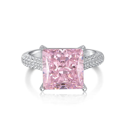 EUREKA 925 Sterling Silver Crushed Ice Cut Lab Pink Sapphire Gemstone Ring For Women Wedding Engagement Jewelry