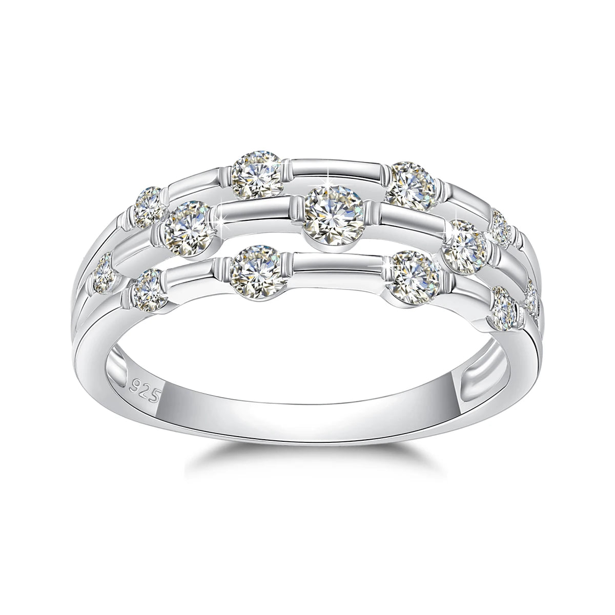 Certificated Moissanite Rings For Women Solid 925 Sterling Silver Eternity Band Wedding Jewelry Gift For Girl Pass Diamond Test