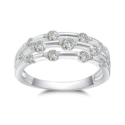 Certificated Moissanite Rings For Women Solid 925 Sterling Silver Eternity Band Wedding Jewelry Gift For Girl Pass Diamond Test