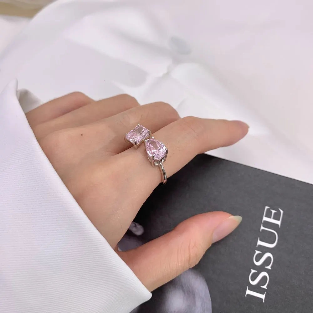 EUREKA 925 Sterling Silver Crushed Ice Cut Lab Pink Sapphire Gemstone Ring For Women Wedding Engagement Jewelry