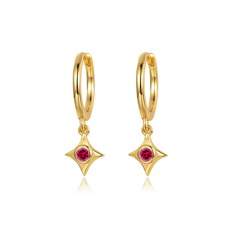 925 Sterling Silver Ear Needle Fashion Exquisite Hoop Earrings  Classic Rose Red Series Earrings for Women Patty Jewelry Gift