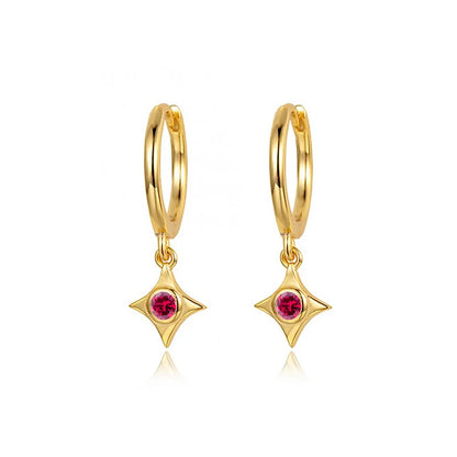 925 Sterling Silver Ear Needle Fashion Exquisite Hoop Earrings  Classic Rose Red Series Earrings for Women Patty Jewelry Gift