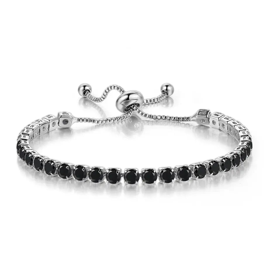 Adjustable Colorful Birthstone Tennis Bracelets for Women 4MM Crystal Bangle Girls Hand Chain Trend Jewelry Accessories H133
