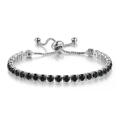 Adjustable Colorful Birthstone Tennis Bracelets for Women 4MM Crystal Bangle Girls Hand Chain Trend Jewelry Accessories H133