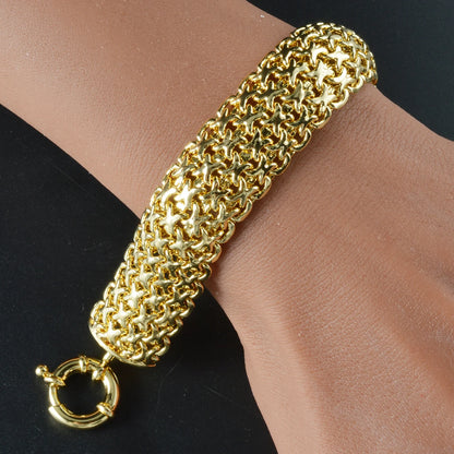 New 18MM wide copper chain bracelet unisex 18K gold plated wristband Miami Sidewalk bracelet Punk Hip Hop Jewelry party gift