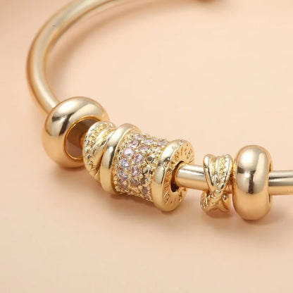 Gold Plated Cuff Bangle Copper Material Cubic Zircon Stone Rhodium Plated Size Adjustable Cuff Bracelet Girl Fashion