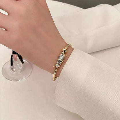 Gold Plated Cuff Bangle Copper Material Cubic Zircon Stone Rhodium Plated Size Adjustable Cuff Bracelet Girl Fashion