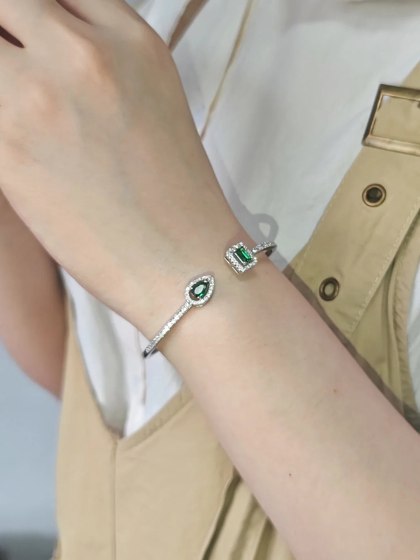 2025 Trendy Snake Punk Pear Shape Silver Color on Hand Adjustable Open Bangle for Women Anniversary Gift Jewelry Wholesale S5214