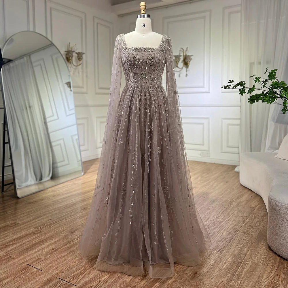 Serene Hill 2025 Customized Pink Elegant Mermaid Luxury Pearls Beaded Arabic Evening Dress Gown for Formal Occasion LA71803A