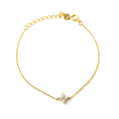 CCFJOYAS 100% 925 Sterling Silver Mini Flower Zircon Bracelet for Girl Minimalist 18k Gold Plated Lucky Bracelet Fine Jewelry