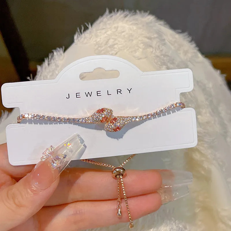 Elegant Black Crystal Eyes Snake Zircon Bracelet Women's Fashionable Personalized Daily Accessory Party Jewelry Birthday Gifts