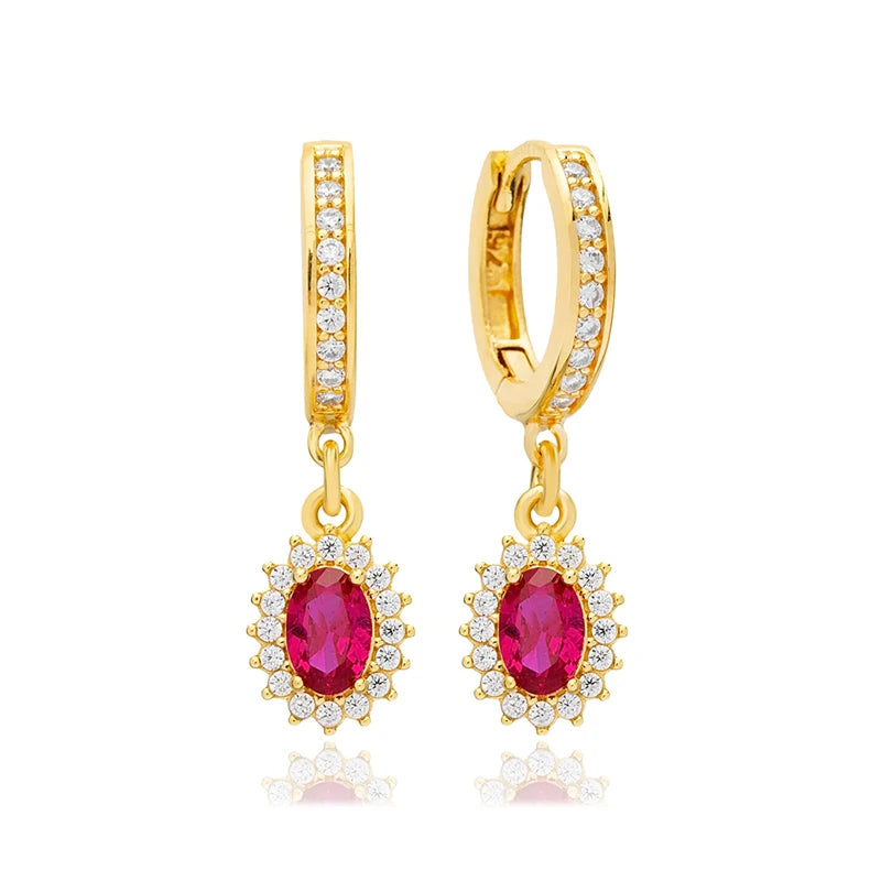 925 Sterling Silver Ear Needle Fashion Exquisite Hoop Earrings  Classic Rose Red Series Earrings for Women Patty Jewelry Gift