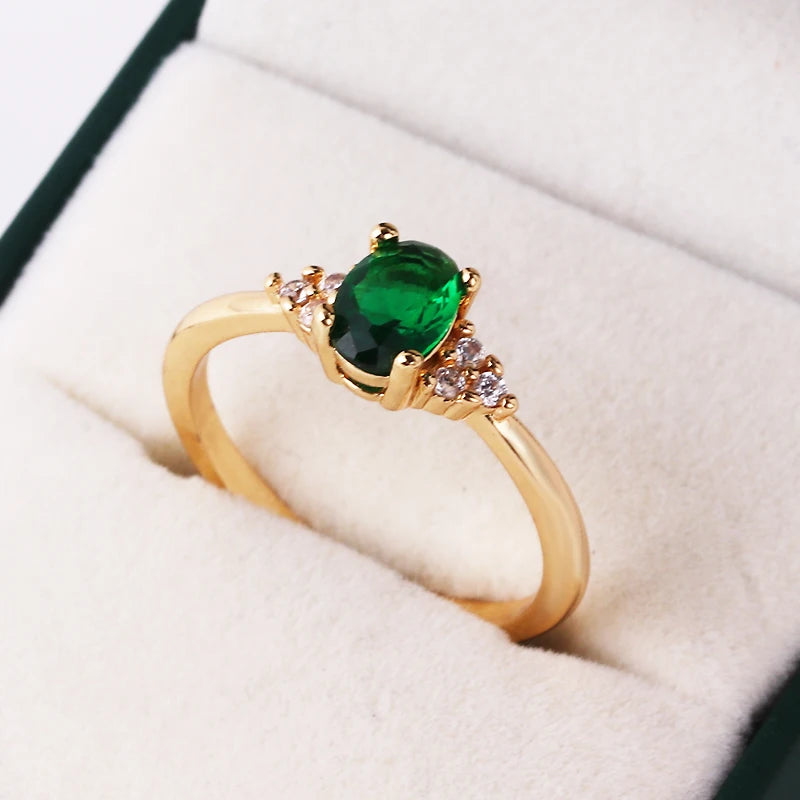 Fashion Green Cubic Zirconia 18K Gold Plated Emerald Crystal For Women Charm Bling Luxury CZ Zircon Jewelry New