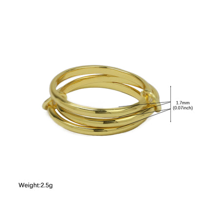 Stainless Steel Multilayer Double Color Link Chain Rings 18K Gold PlatedCZ Zircon Stackable Charm Jewelry Trendy Waterproof Gift