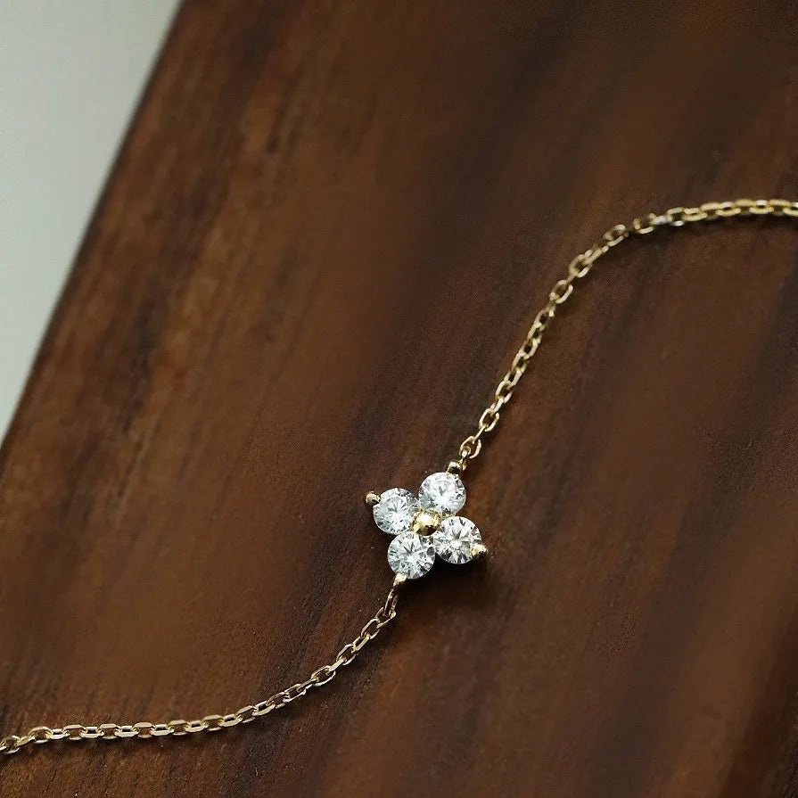 CCFJOYAS 100% 925 Sterling Silver Mini Flower Zircon Bracelet for Girl Minimalist 18k Gold Plated Lucky Bracelet Fine Jewelry