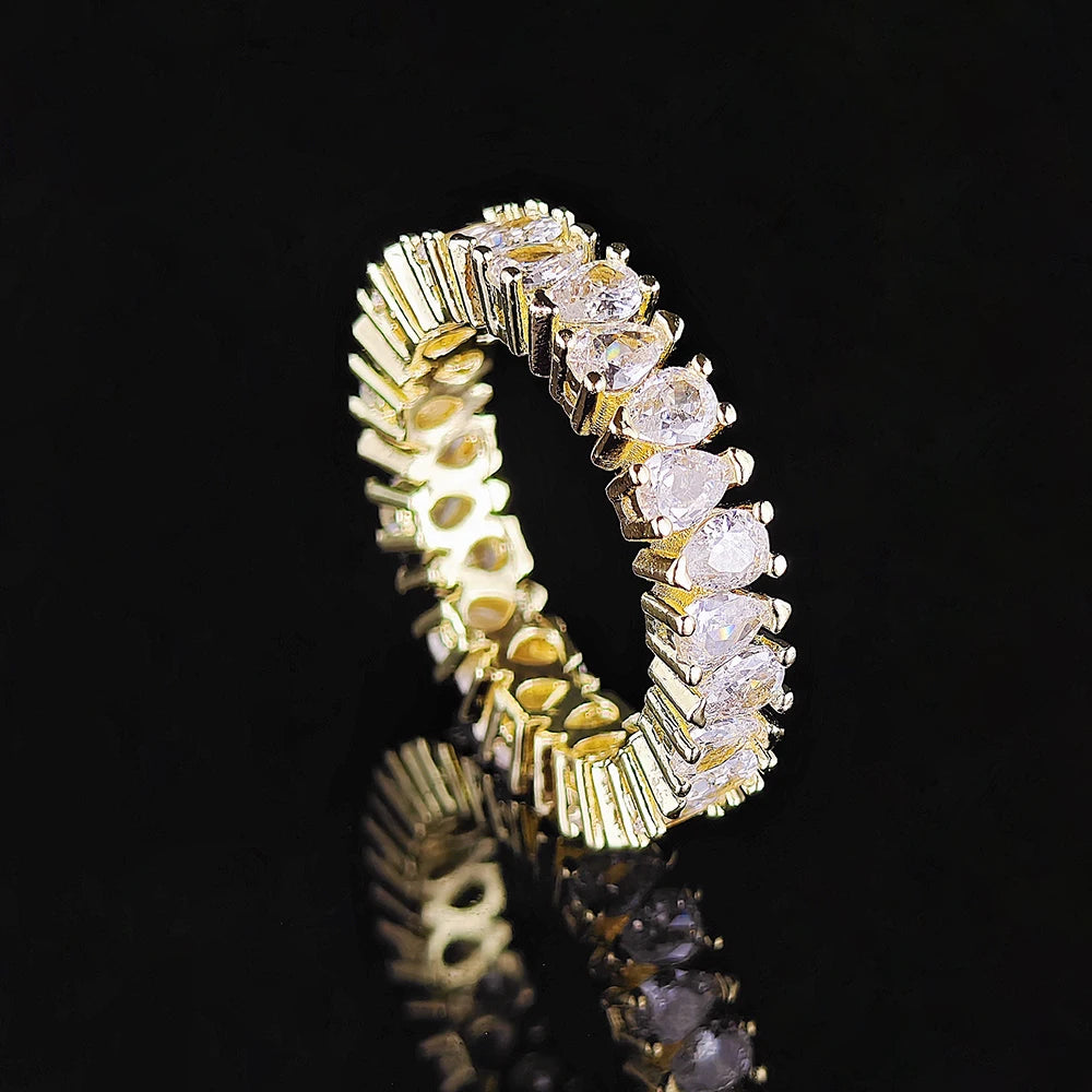 Luxury Designer Trendy Gold Color Eternity Band Gold Plated Ring for Women Free Items Gift Jewelry Wholesale Moonso Z84