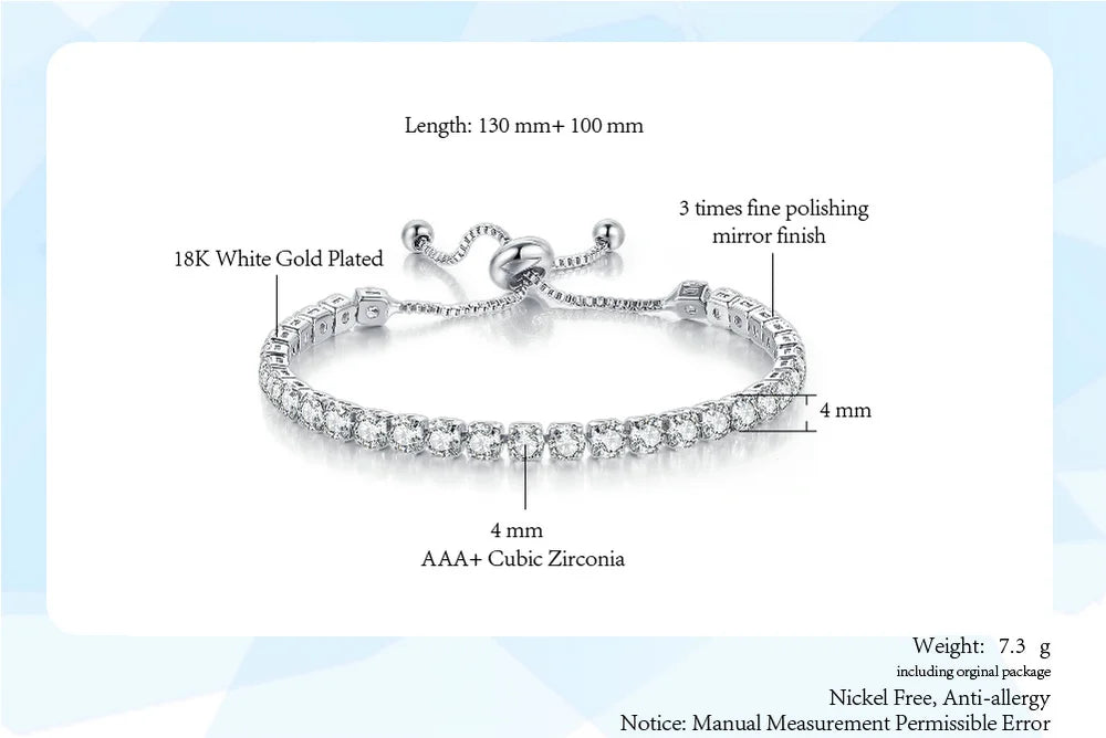 Adjustable Colorful Birthstone Tennis Bracelets for Women 4MM Crystal Bangle Girls Hand Chain Trend Jewelry Accessories H133