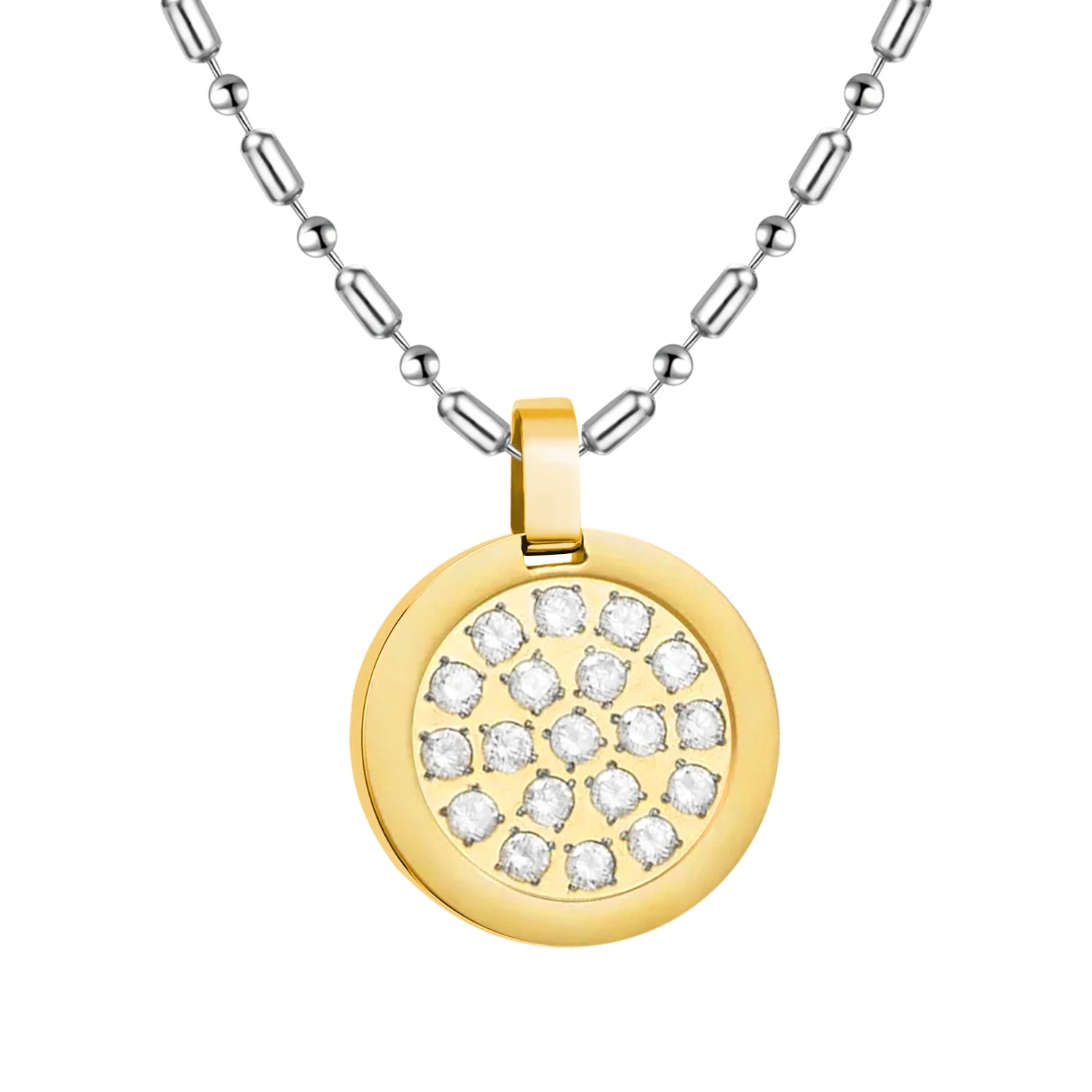 Fashion Necklace Natural Stone Pendants Stainless Steel Abalone Zircon Healing Balance Jewelry with Box Women Gift