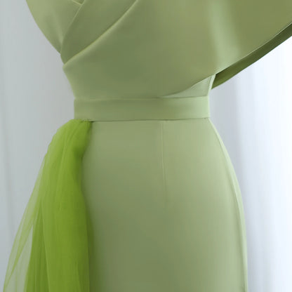 Sharon Said Dubai Lilac One Shoulder Evening Dress with Overskirt Arabic Women Sage Green Wedding Party Gowns SS405 Customized
