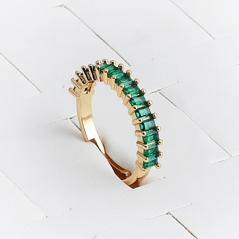 Fashion Green Cubic Zirconia 18K Gold Plated Emerald Crystal For Women Charm Bling Luxury CZ Zircon Jewelry New