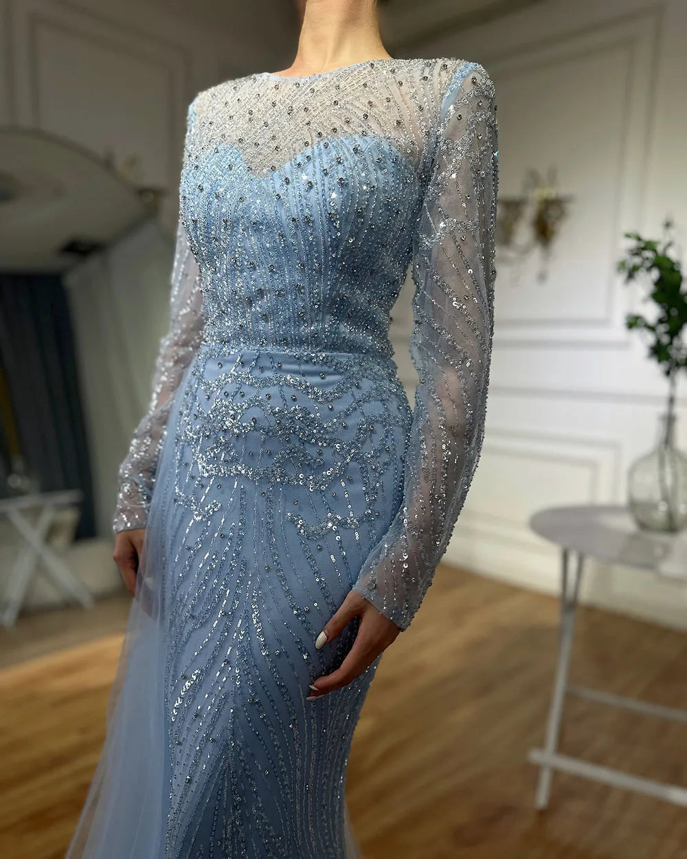 Serene Hill Caramel Beaded Mermaid Long Arabic Evening Dresses Gowns With Overskirt for Formal Occasion 2025 LA71673A Customized
