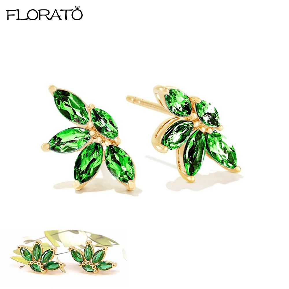 925 Sterling Silver Needle Luxury Green Zircon Pendant Earrings Trend Gold Color Small Hoop Earrings for Women Fashion Jewelry
