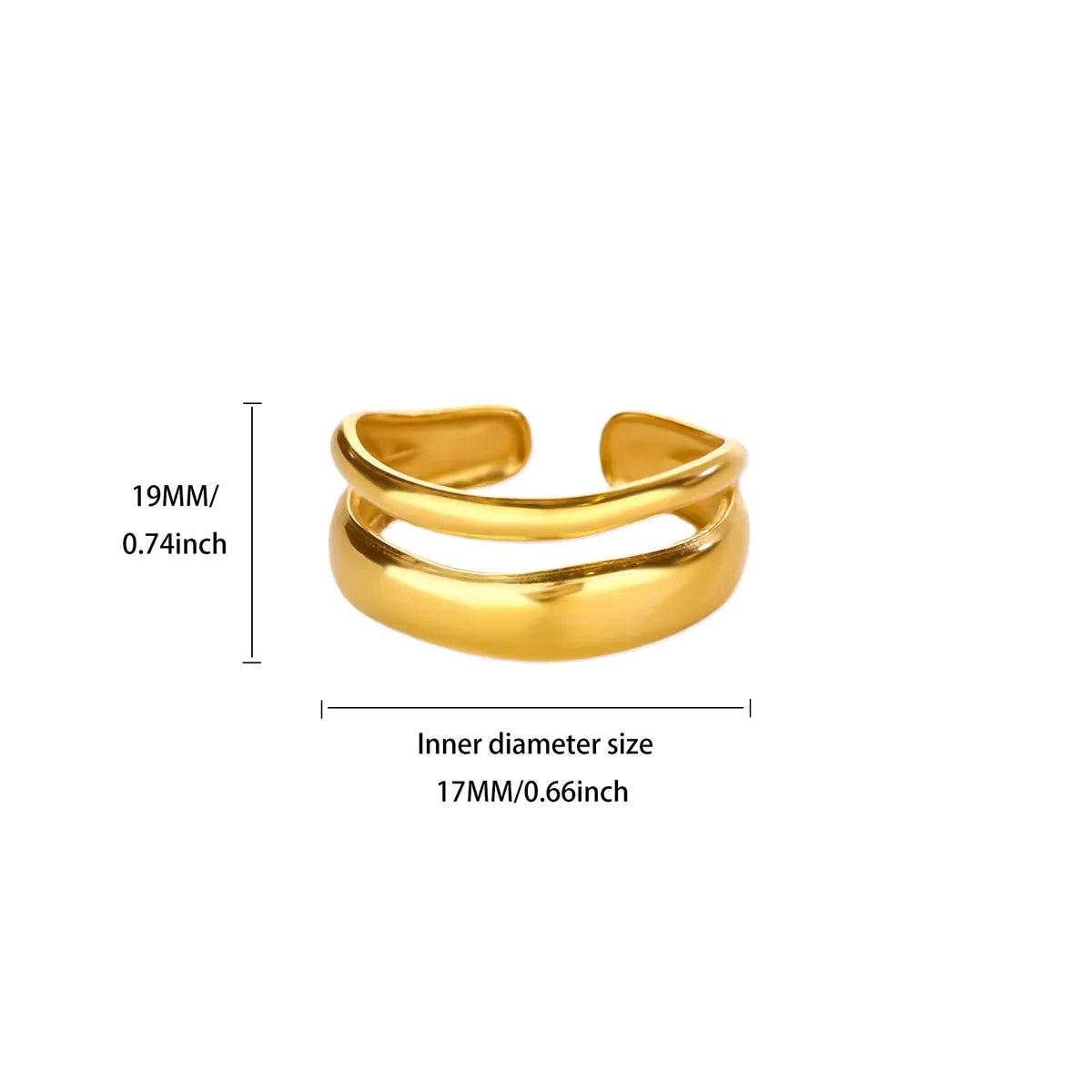 Stainless Steel Irregular Wave Rings For Women Creative Gold Color Adjustable Open Ring Female Jewelry Punk Rapper Anillos Gifts