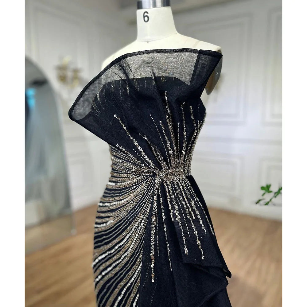 Serene Hill Dubai Green Beaded Mermaid High Split Evening Dresses 2025 Prom  For Party LA72090 Customized