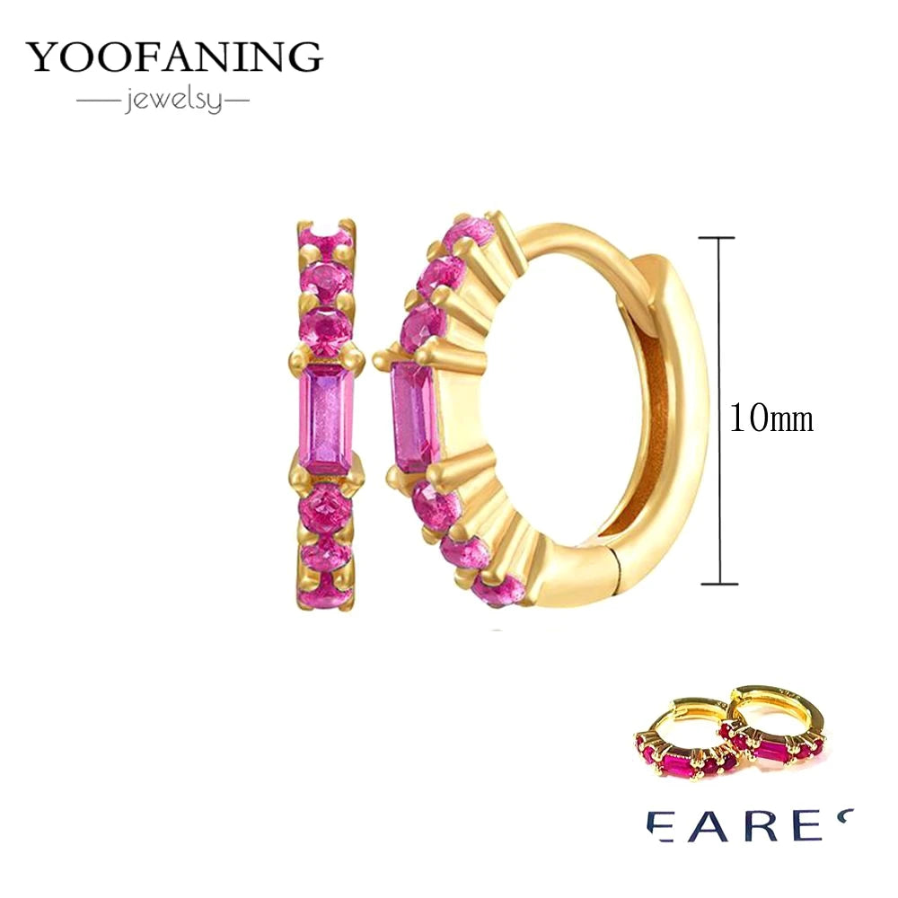 925 Sterling Silver Ear Needle Fashion Exquisite Hoop Earrings  Classic Rose Red Series Earrings for Women Patty Jewelry Gift