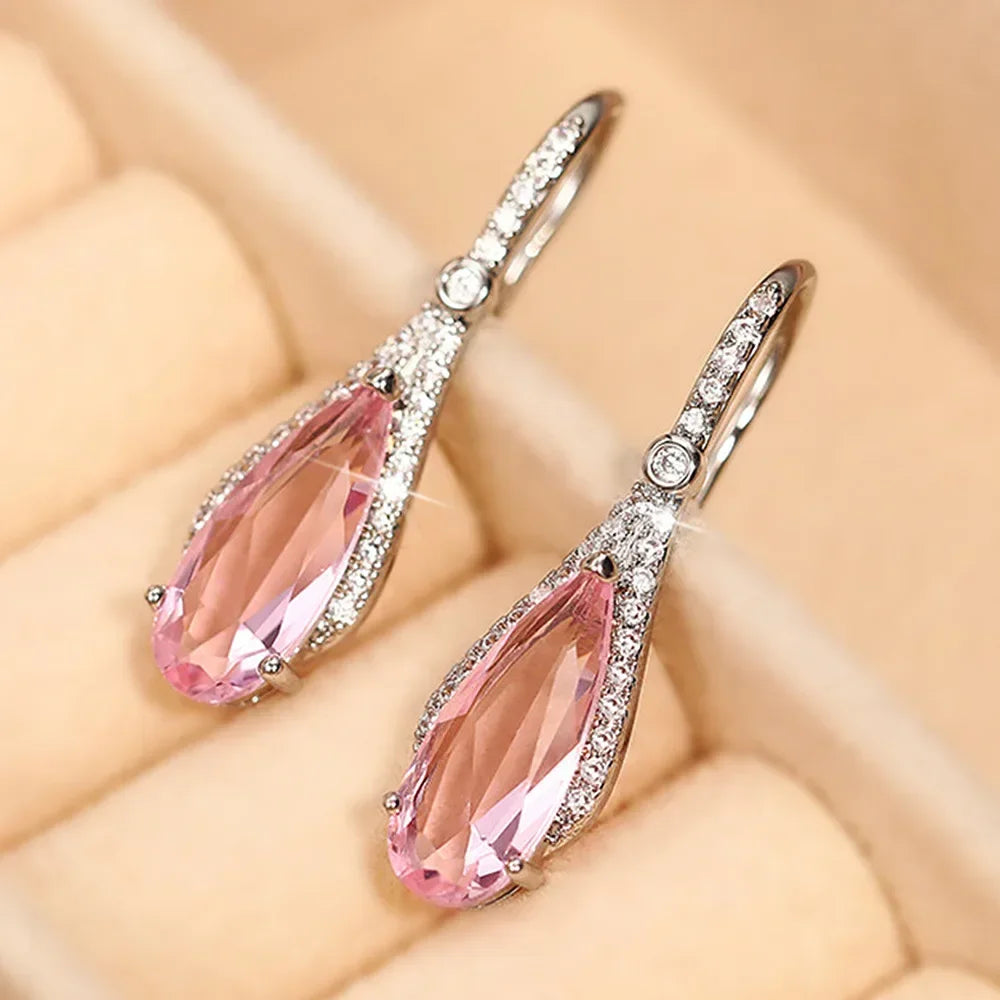 2025 New Colorful Crystal Zircon Bridal Earrings, European and American Personalized Fashion Trend, High End Jewelry