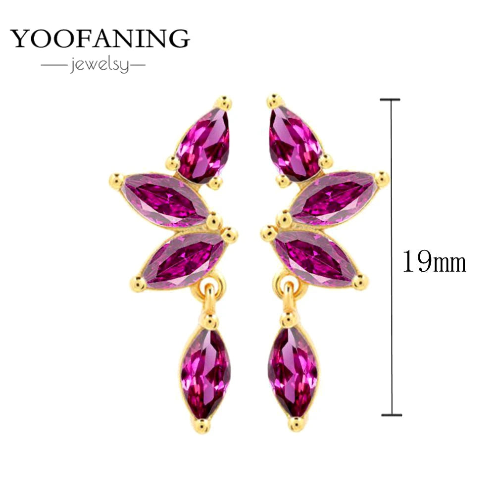 925 Sterling Silver Ear Needle Fashion Exquisite Hoop Earrings  Classic Rose Red Series Earrings for Women Patty Jewelry Gift