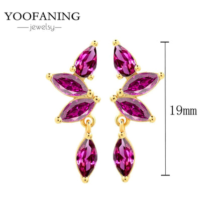 925 Sterling Silver Ear Needle Fashion Exquisite Hoop Earrings  Classic Rose Red Series Earrings for Women Patty Jewelry Gift