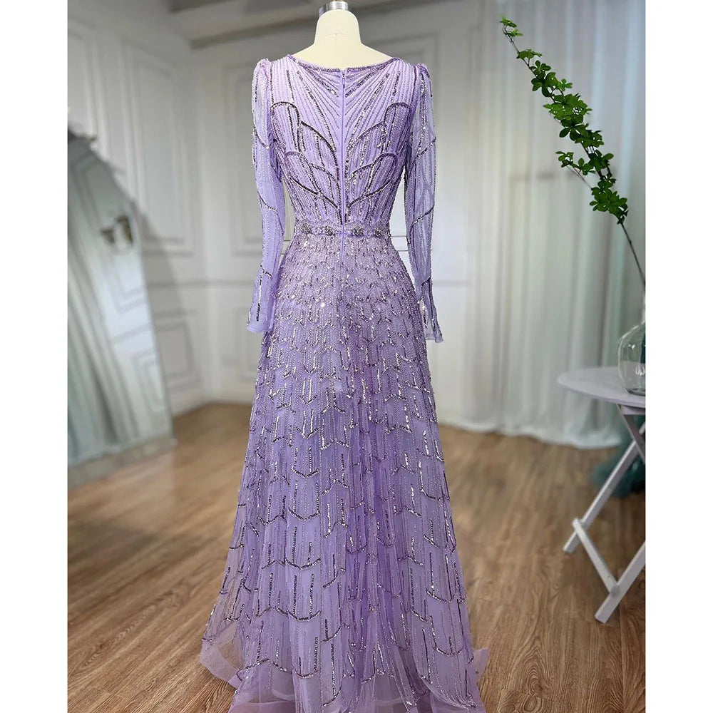 Serene Hill Muslim Designer  Caramel A Line Elegant Beaded Evening Dresses Gowns For Party 2025 LA71940 Customized