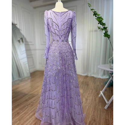 Serene Hill Muslim Designer  Caramel A Line Elegant Beaded Evening Dresses Gowns For Party 2025 LA71940 Customized