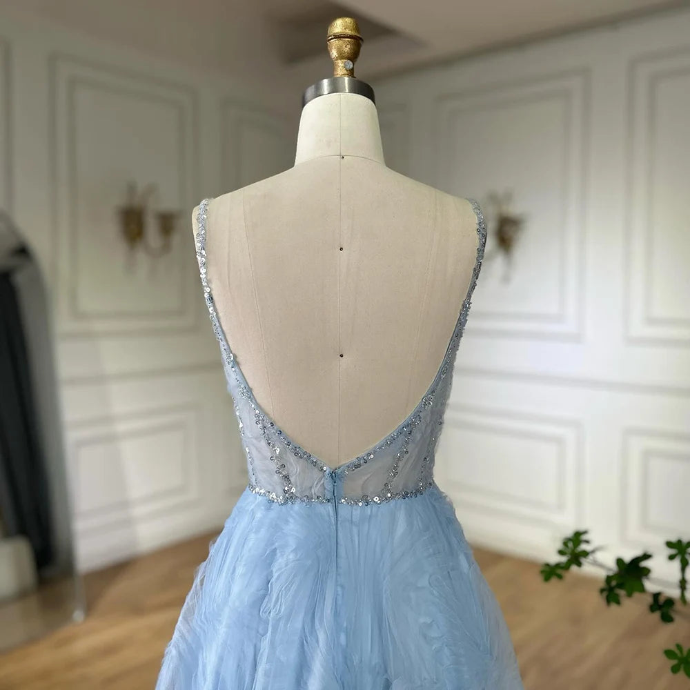 Serene Hill 2025 Arabic Sage Green  Spaghetti Strap Backless A-Line Prom Dress for  | Wedding Party LA72636 Customized