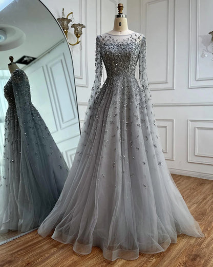 Luxury Elegant Turquoise Evening Dress Gown with Cape  for Formal Occasion 2025 LA72965 Serene Hill Customized