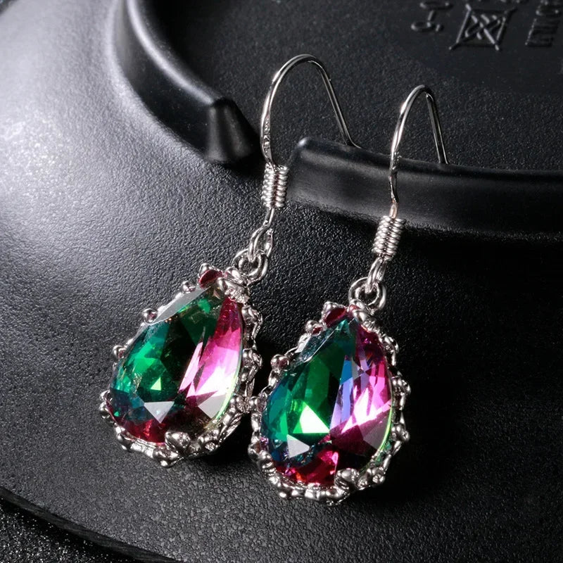 2025 New Colorful Crystal Zircon Bridal Earrings, European and American Personalized Fashion Trend, High End Jewelry