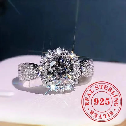 CAOSHI Sparkling Fully Inlaid Zirconia 2Pc/Set Rings 925 Sterling Silver Absolutely Stunning  Jewelry Engagement Women Jewelry