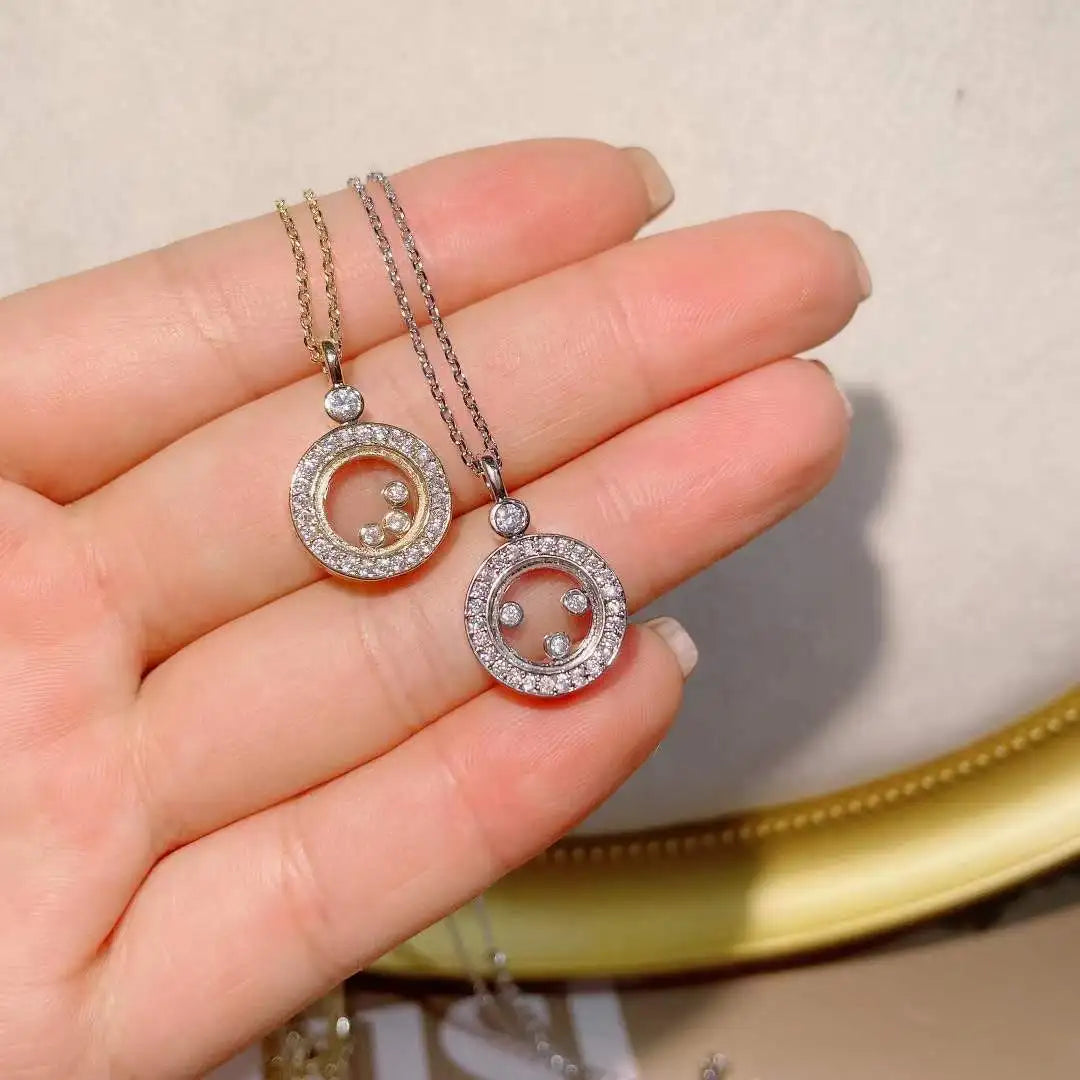 Luxury Round Shape Stackable Pendant Necklace Beautiful Full Cubic Zircon Tennis Chain Dubai Women Party Jewelry Gift D1571
