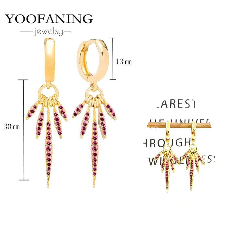 925 Sterling Silver Ear Needle Fashion Exquisite Hoop Earrings  Classic Rose Red Series Earrings for Women Patty Jewelry Gift