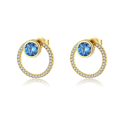DPLAOPA 925 Sterling Silver Blue Crystal CZ Circle Pendant Zircon Move Triple In 3 Wearing Necklace Luxury Fine Jewelry