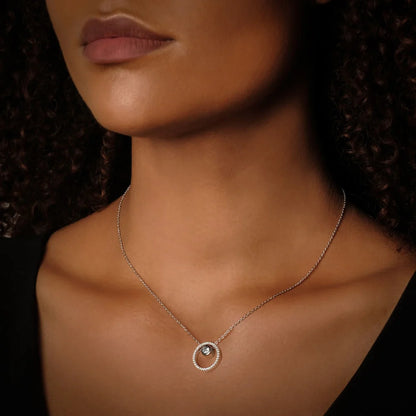 DPLAOPA 925 Sterling Silver Blue Crystal CZ Circle Pendant Zircon Move Triple In 3 Wearing Necklace Luxury Fine Jewelry
